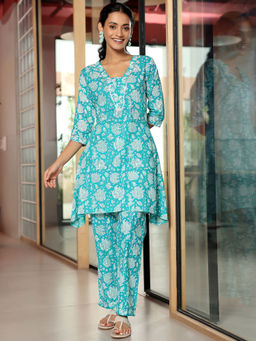 Libas - Blue Pure Cotton Printed Kurta Sets for Women
