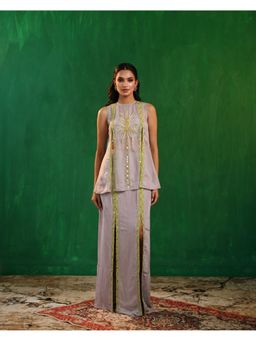 AHI Clothing - Lavender Organza Indo Top and Skirt with Inner
