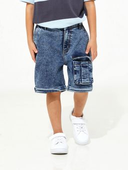 CHERRY CRUMBLE BY NITT HYMAN - Blue Washing Effect Mangled Blue Shorts