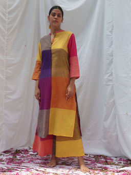 Chidiyaa - Rainbow Café Satrangi Handwoven Cotton Kurta and Palazzo (Set of 2)