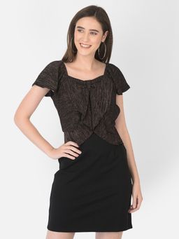Latin Quarters - Black Half Sleeve Solid Dress