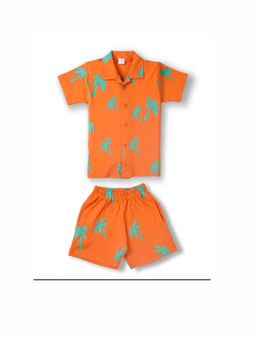Blumbuds - Boys Orange Palm Print Shirt with Shorts