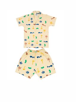 Blumbuds - Boys Yellow Tropical Print Shirt with Shorts