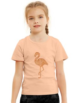 FUNKRAFTS - Peach Sequin Flamingo Premium T-Shirt