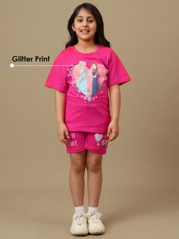 Kidsville - Official Frozen Anna and Elsa Girls Graphic Printed T-shirt and Shorts