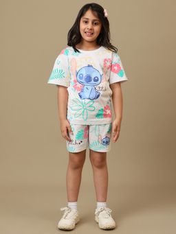Kidsville - Official Lilo and Stitch Girls Graphic Printed T-shirt and Shorts