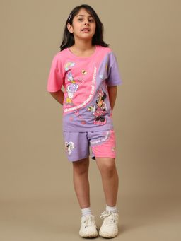 Kidsville - Official Mickey and Friends Girls Graphic Printed T-shirt and Shorts