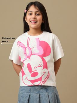 Kidsville - Official Disney Minnie Mouse Girls Graphic Printed Boxy Fit T-shirt