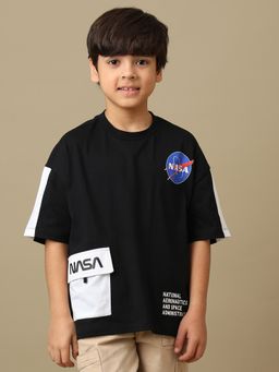Kidsville - Official Nasa Boys Graphic Printed Side Pocket Oversized T-shirt