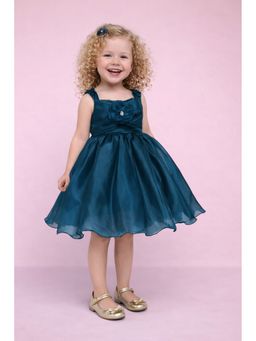Blabber - Tissue Woven Sleeveless Party Frock with Floral Applique