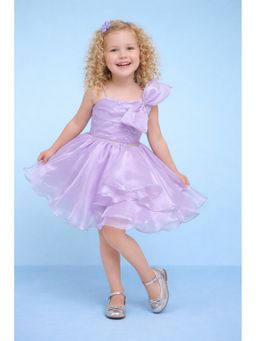 Blabber - Tissue Woven Sleeveless Party Frock with Bow Applique