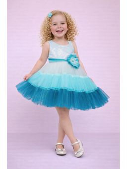 Blabber - Woven Sleeveless Party Dress with Floral Applique and Sequin Detailing