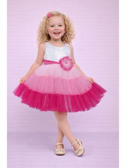 Blabber - Woven Sleeveless Party Dress with Floral Applique and Sequin Detailing