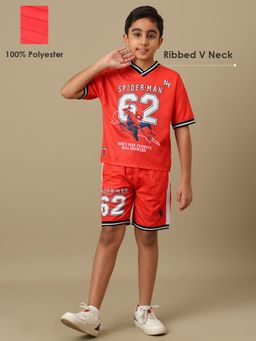 Kidsville - Official Spiderman Boys Graphic Printed Polyester Jersey T-shirt and Shorts
