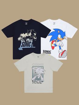 Kidsville - Official Sonic Graphic Printed T-shirt (Pack Of 3)