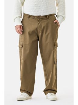 Snitch - Men Khaki Solid Regular Casual Plus Size Cargo Pant