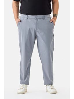 Snitch - Men Light Grey Solid Regular Casual Plus Size Trouser