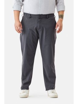 Snitch - Men Dark Grey Solid Regular Casual Plus Size Trouser