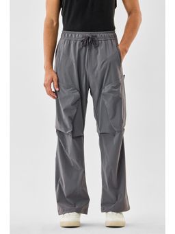 Snitch - Men Dark Grey Solid Plain Loose Casual Cargo Pant