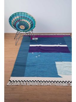 Freedom Tree - Window In The Sky Pure Cotton and Wool Multi-Color Woven Rug (5x8 feet)