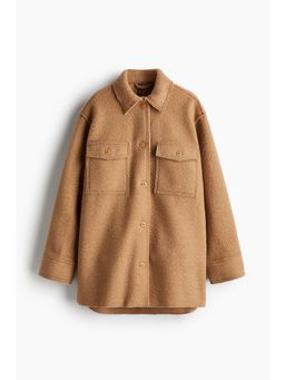 H&M - Women Yellow Brushed-finish felted overshirt