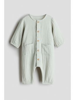 H&M - Boys Green Cotton muslin romper suit