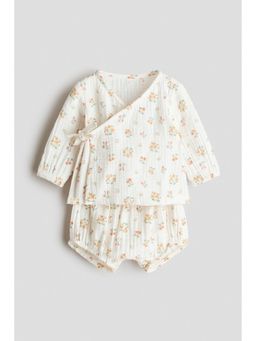 H&M - Girls White 2-piece wrapover muslin set