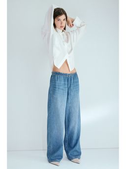 H&M - Women Blue Denim pull-on trousers