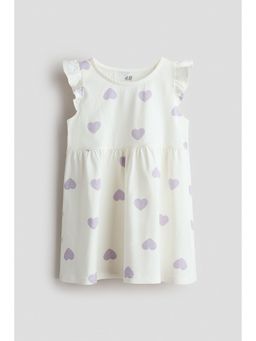 H&M - Girls White Printed cotton dress