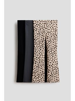 H&M - Girls Beige 3-pack flared leggings