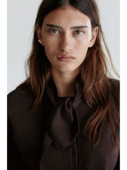 H&M - Women Brown Scarf-collar cardigan