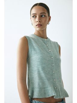 H&M - Women Turquoise Knitted waistcoat