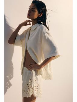 H&M - Women White Broderie anglaise shorts