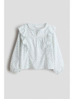 H&M - Girls White Frill-trimmed cotton Top