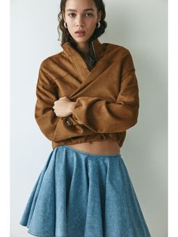 H&M - Women Blue Flared denim skirt