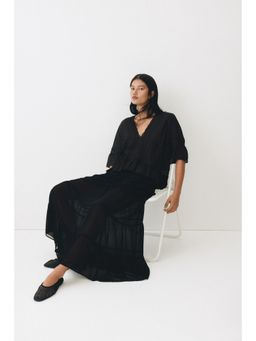 H&M - Women Black Tiered maxi skirt