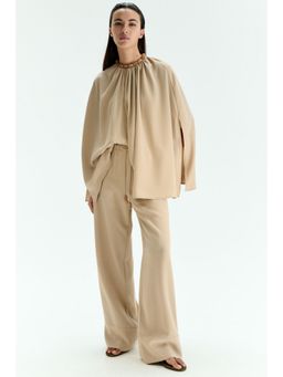 H&M - Women Beige Wide drawstring trousers