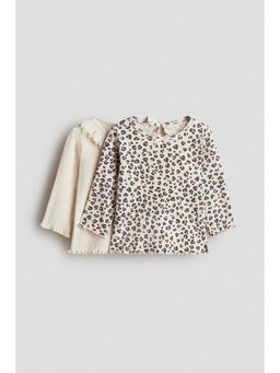 H&M - Girls Beige 2-pack cotton tops