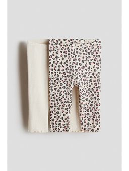 H&M - Girls Beige 2-pack cotton leggings