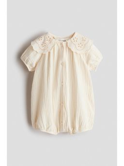 H&M - Girls White Cotton muslin romper suit