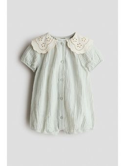 H&M - Girls Green Cotton muslin romper suit