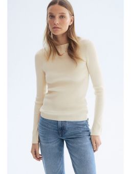H&M - Women Beige Rib-knit top