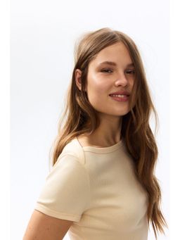 H&M - Women Yellow Ribbed boat-neck top