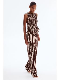 H&M - Women Brown Viscose drawstring trousers