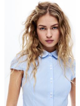 H&M - Women Blue Cap-sleeved shirt