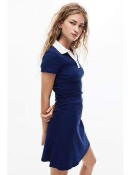 H&M - Women Blue Collared fine-knit dress