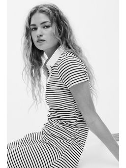 H&M - Women White Collared fine-knit dress