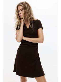 H&M - Women Brown Collared fine-knit dress
