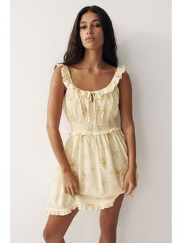 H&M - Women Yellow Frill-trimmed dress