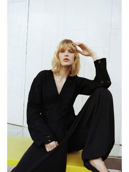 H&M - Women Black Crochet-look cardigan